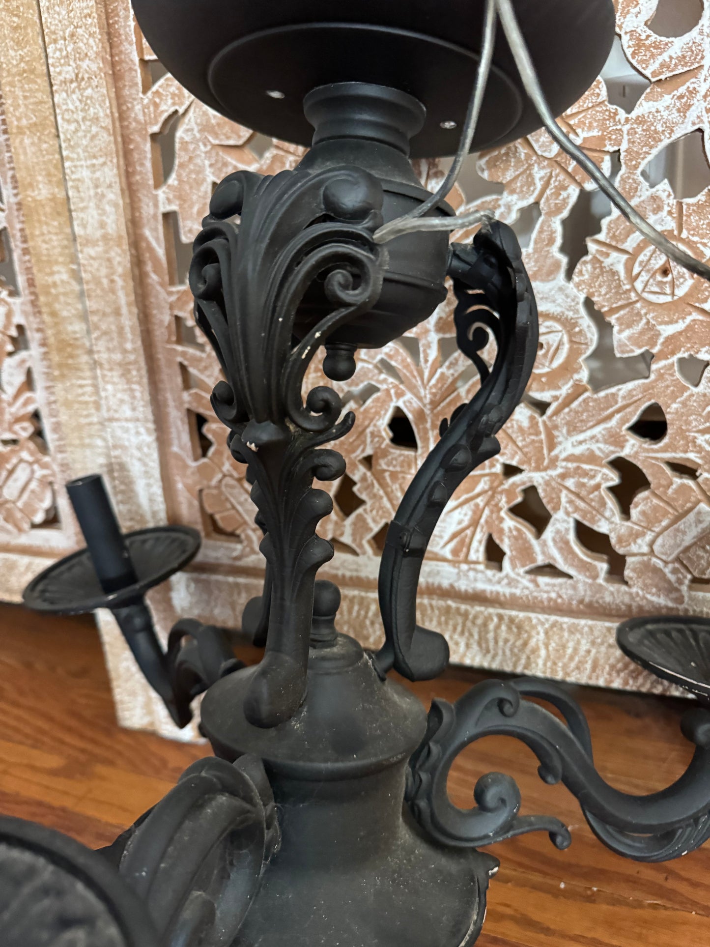 Matte Black Victorian Style Cast Iron Ceiling Light