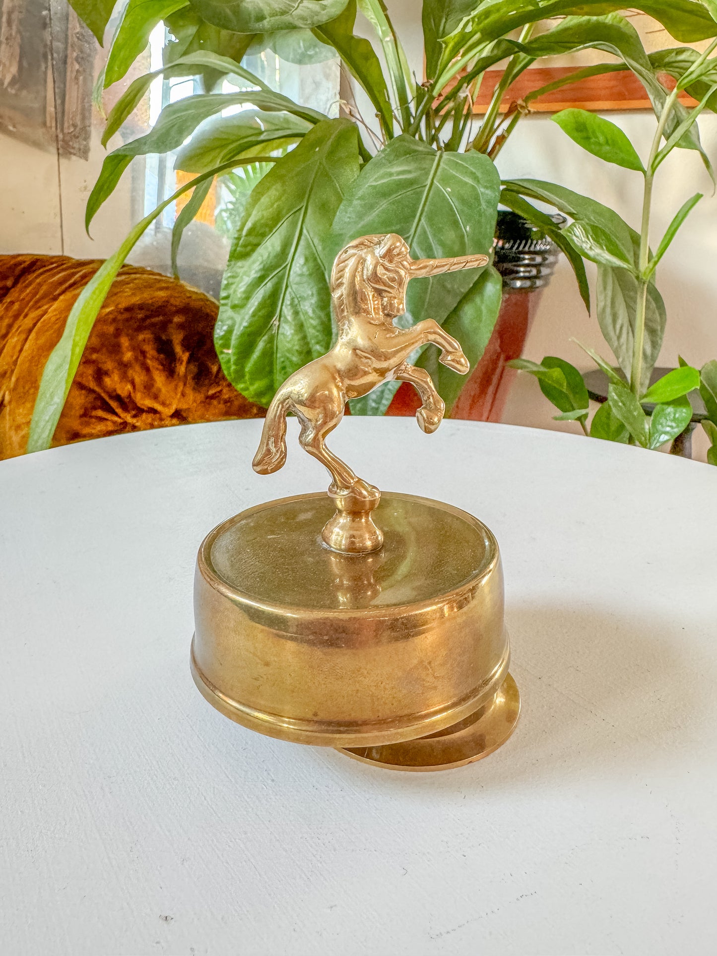 Brass Unicorn Music Box