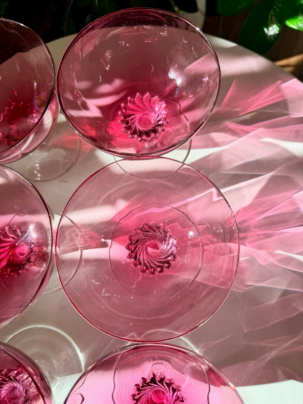 Cranberry Glass Dessert Cups