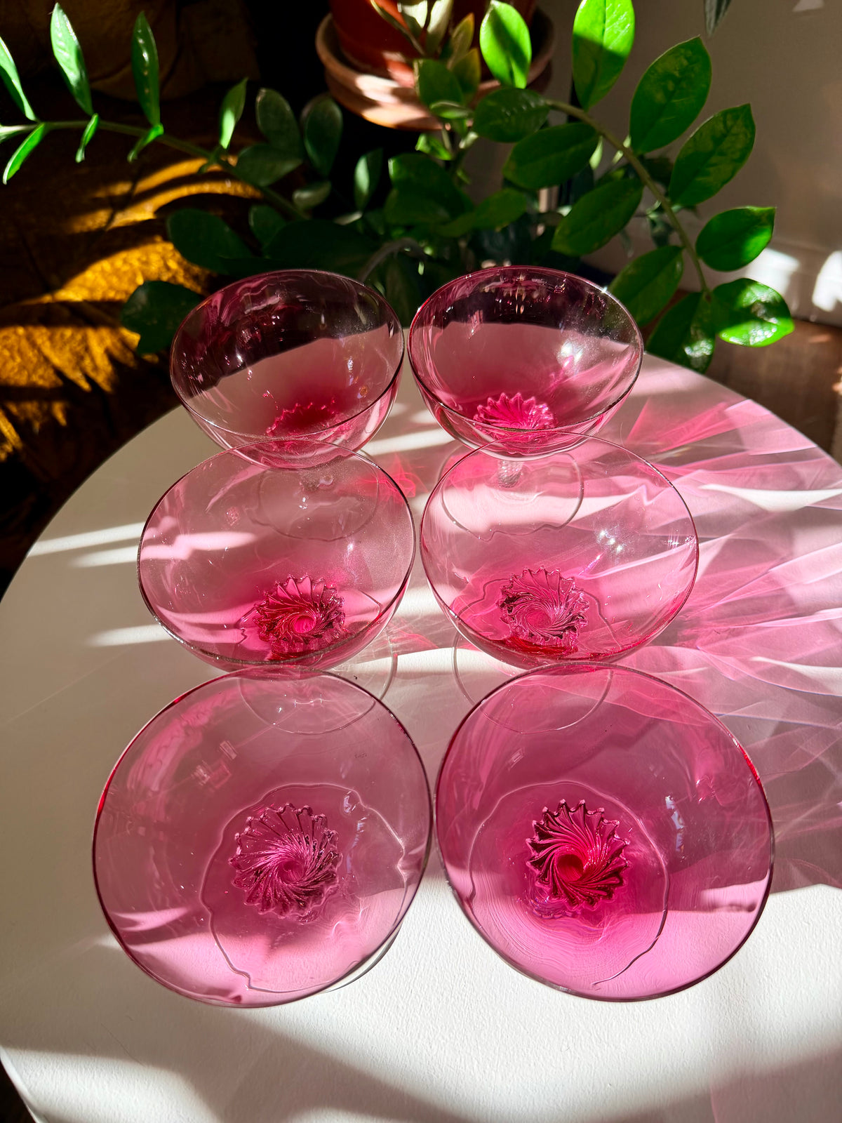 Cranberry Glass Dessert Cups