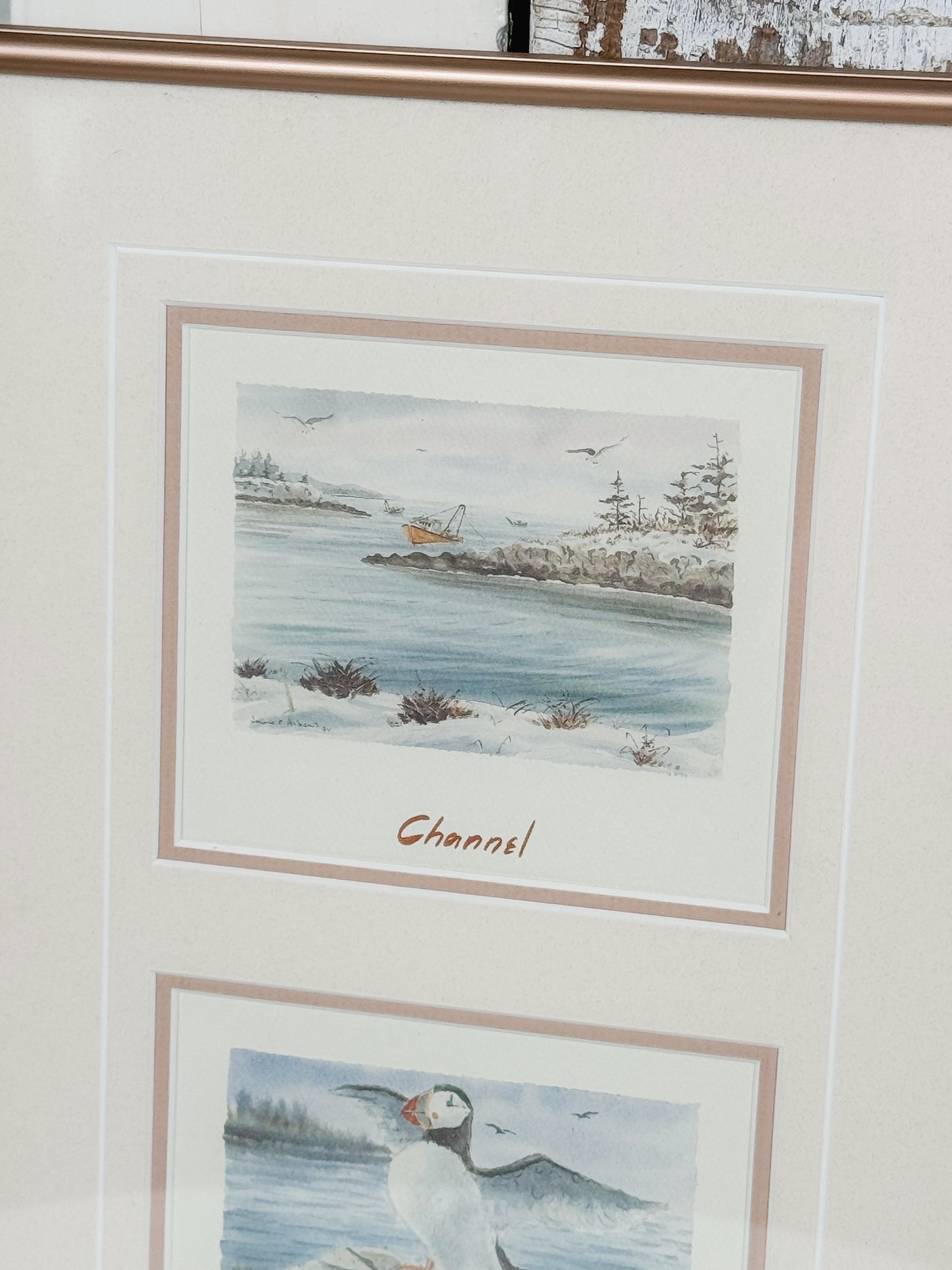 Rose Gold Framed Puffin Prints