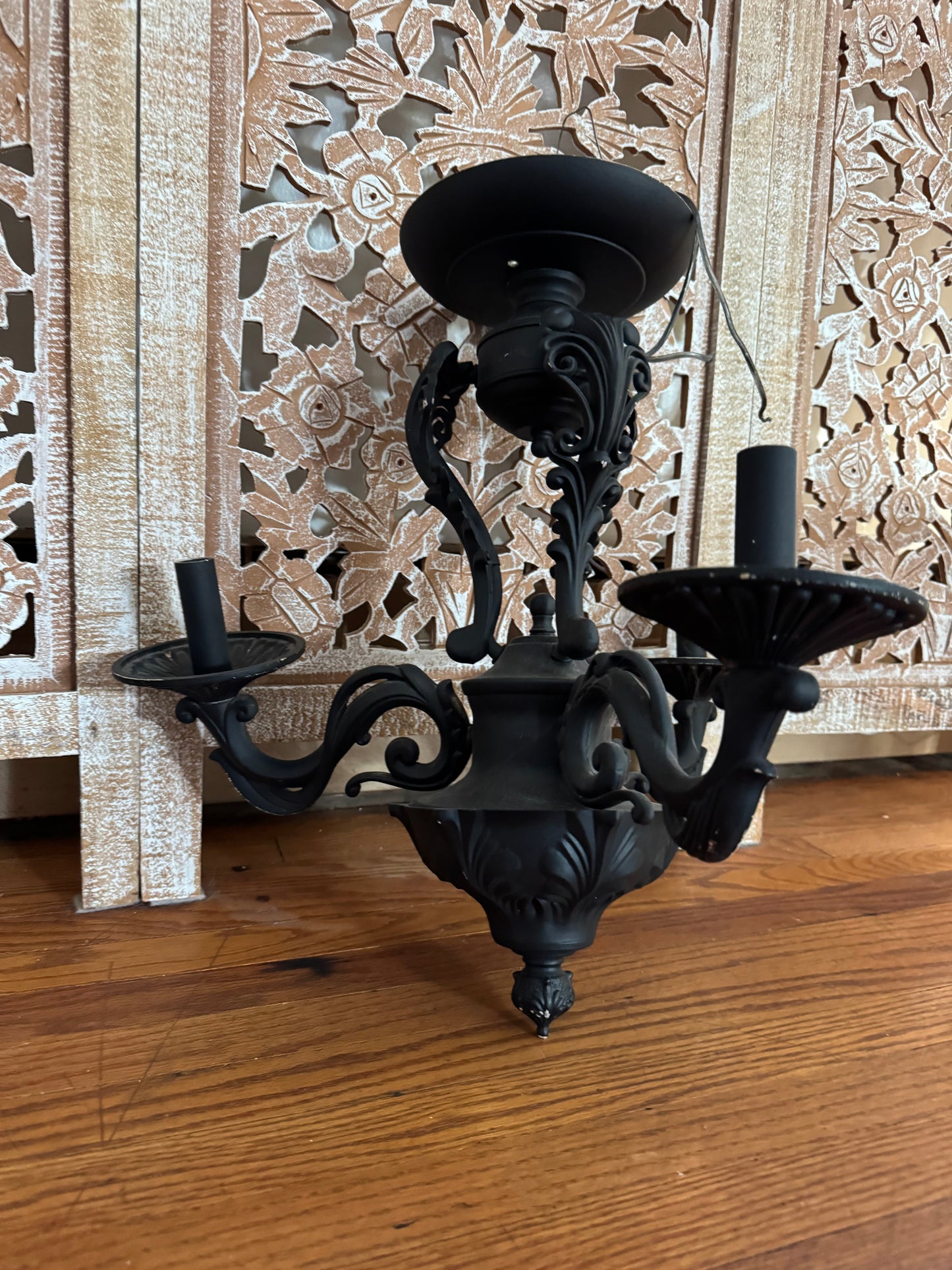 Matte Black Victorian Style Cast Iron Ceiling Light