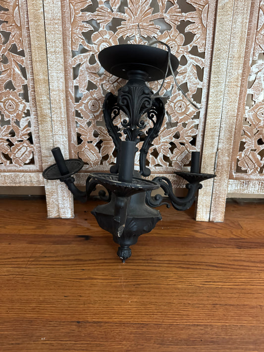 Matte Black Victorian Style Cast Iron Ceiling Light
