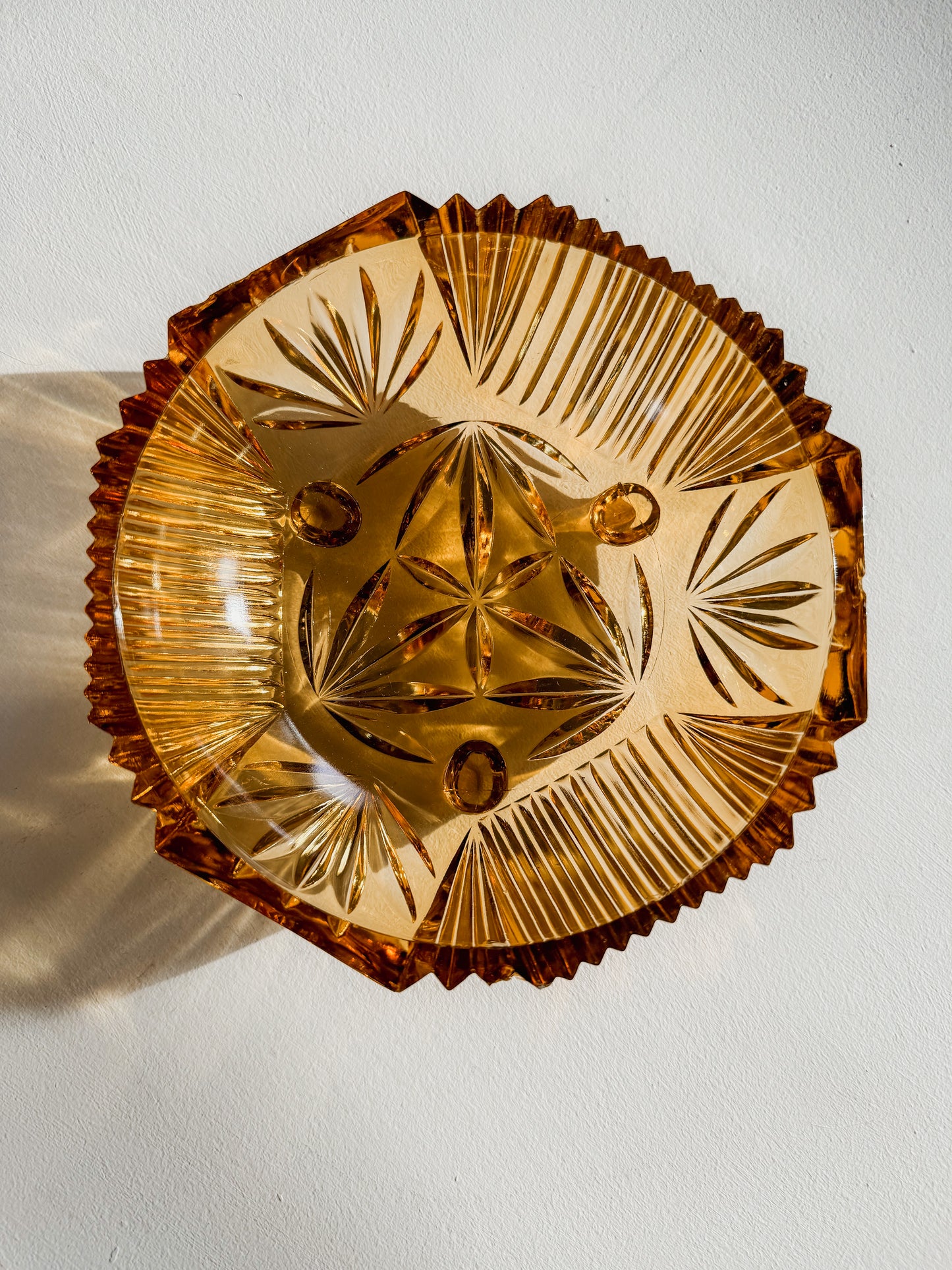 Amber Pressed Glass Bowl