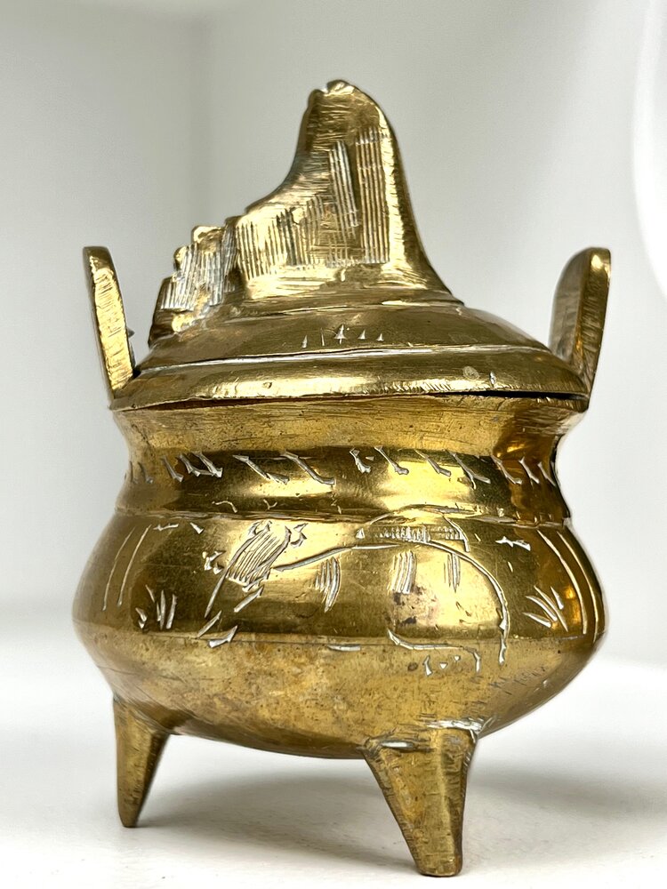Antique Brass Tripod Incense Burner