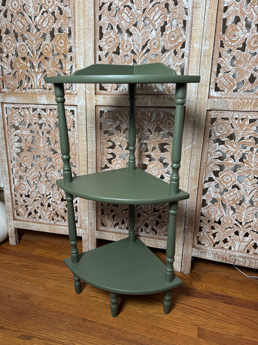 Refinished Green Corner Shelf