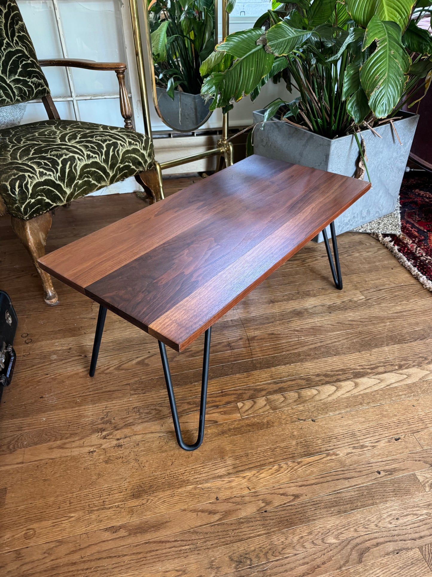 Solid Teak Coffee Table with Hairpin Legs