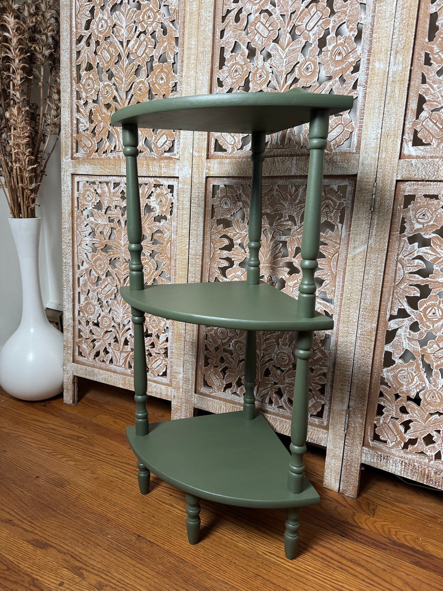 Refinished Green Corner Shelf