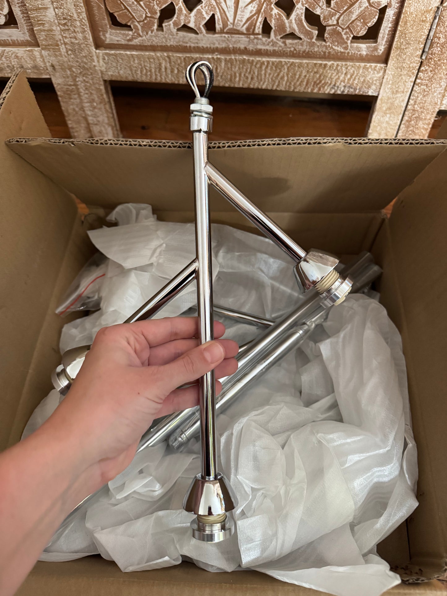 Brand New Chrome & Glass Ceiling Light