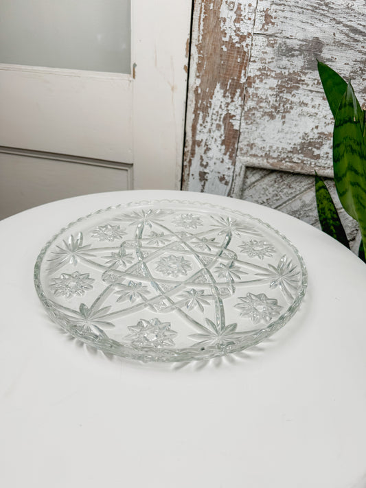 Nana & Papa Collection: 11" Anchor Hocking Star of David Pressed Glass Serving Plate