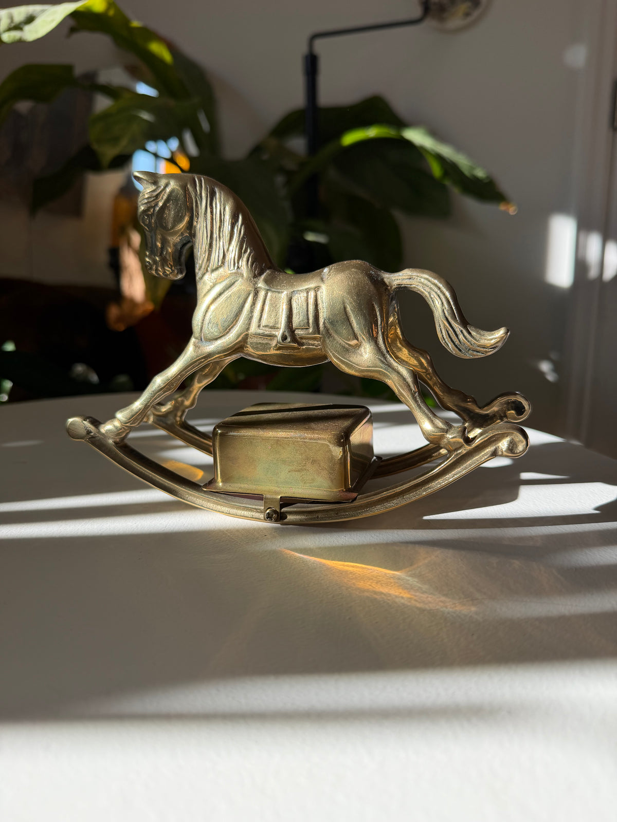 Brass Rocking Unicorn Music Box