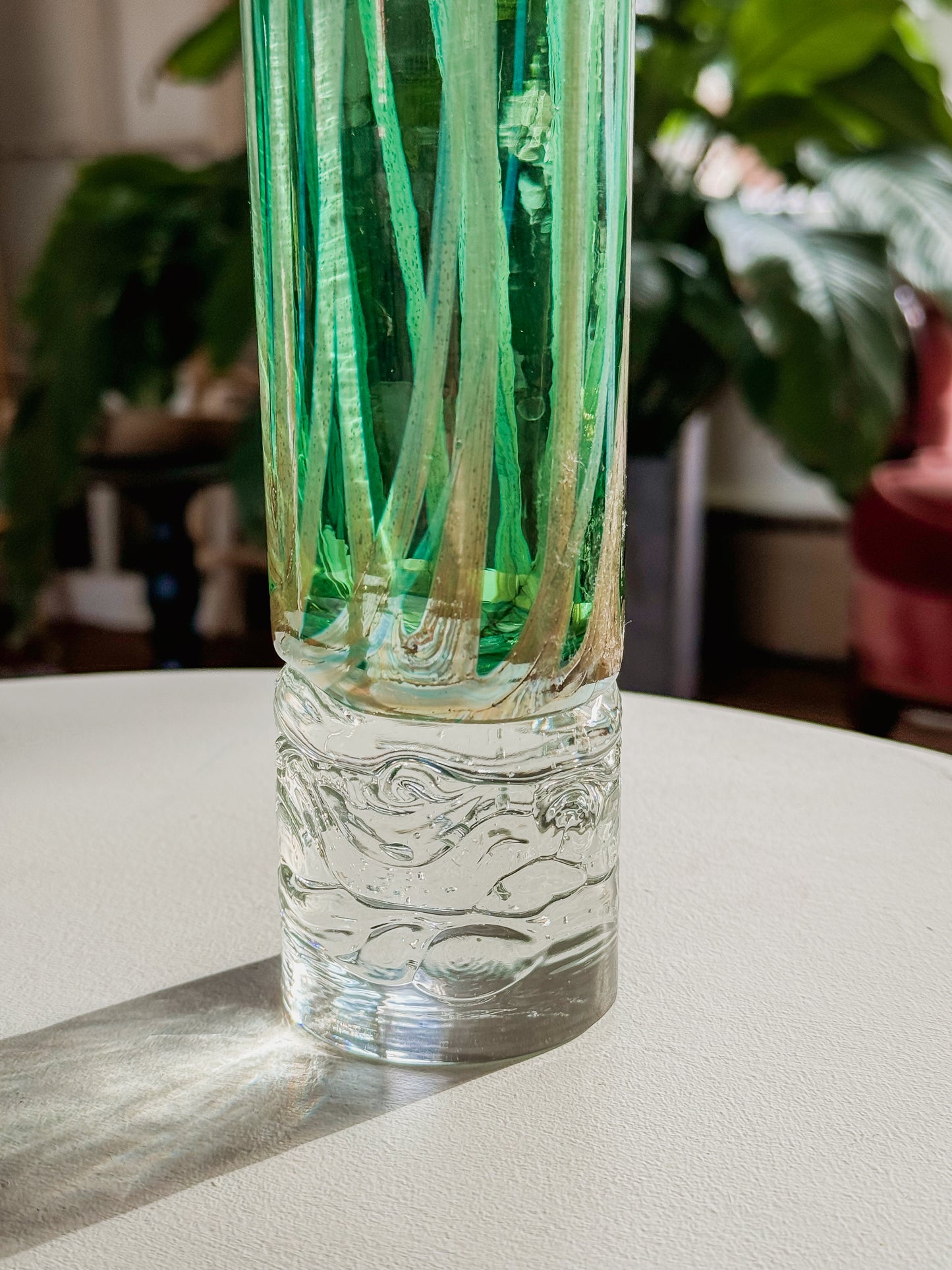 Tall Hand Blown Art Glass Vase