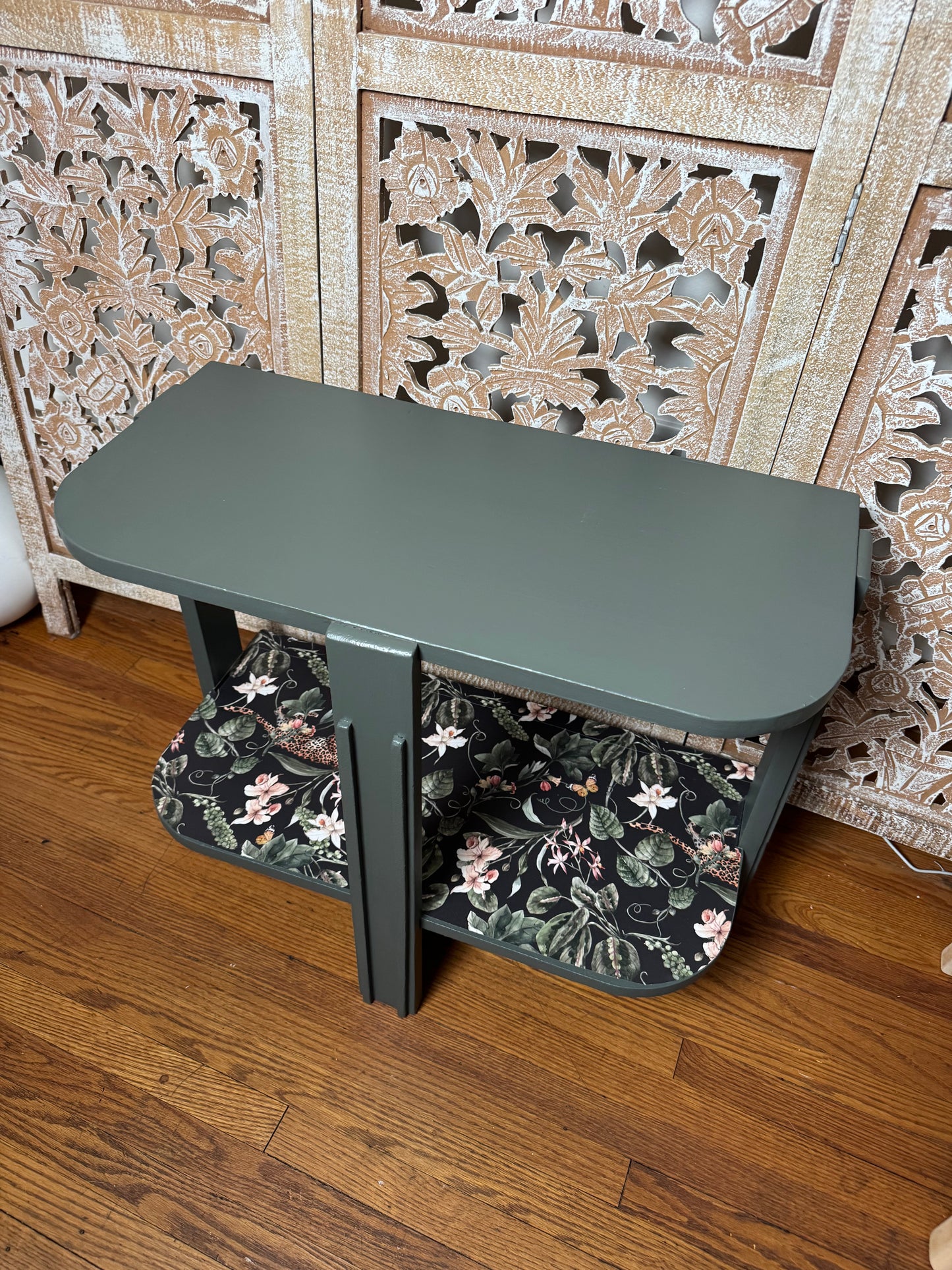 Refinished Half Moon End Table