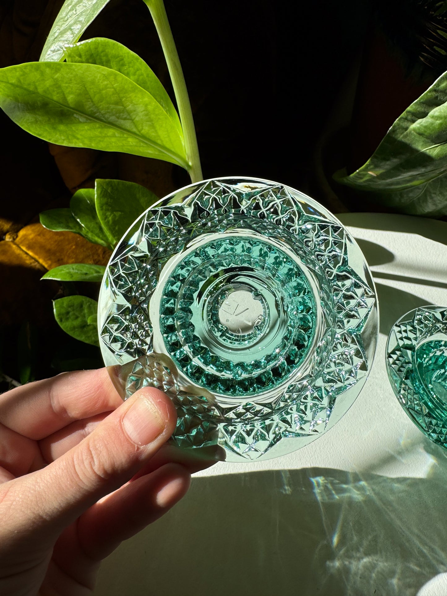 Teal Glass Candle Holders