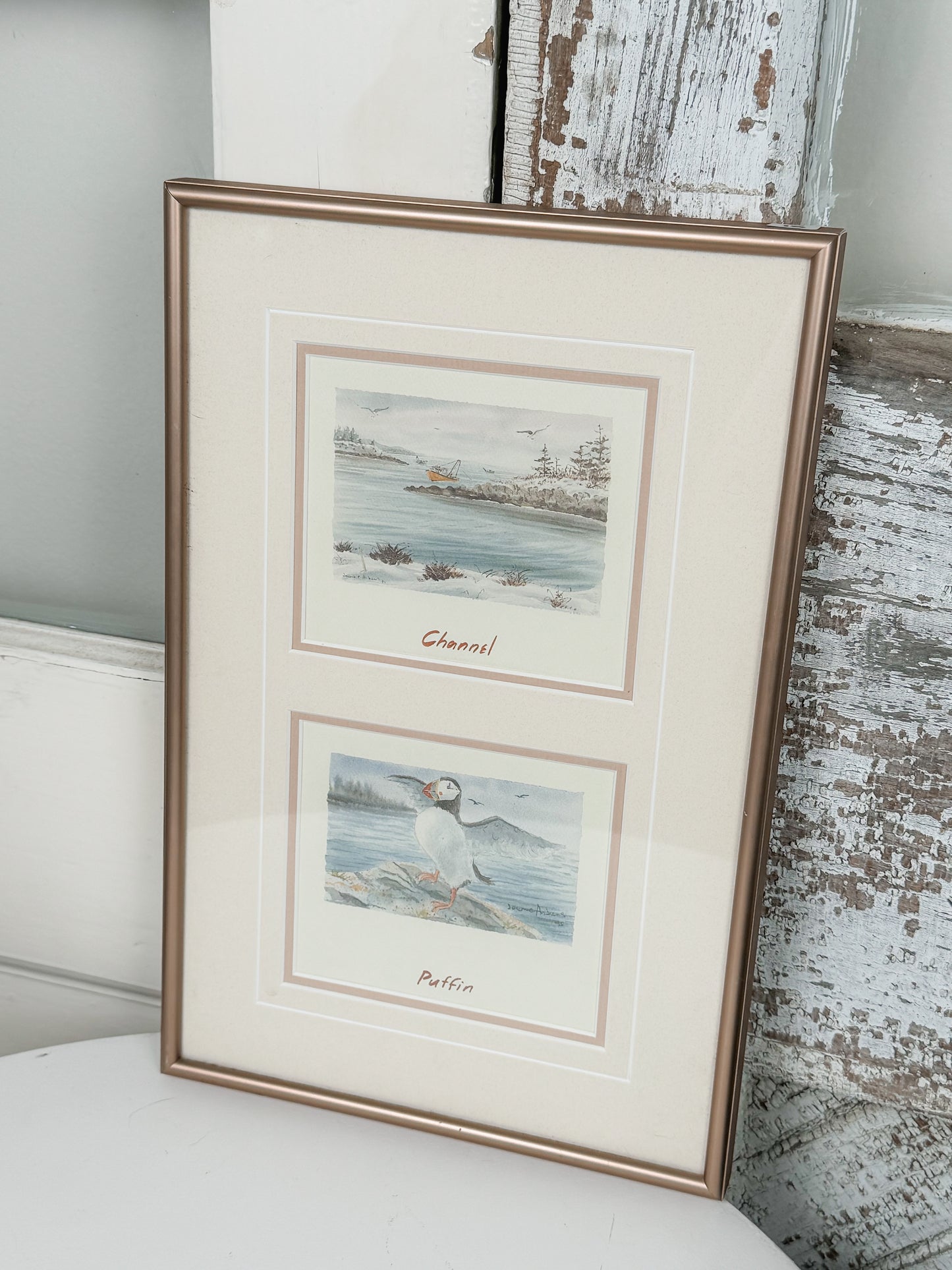 Rose Gold Framed Puffin Prints