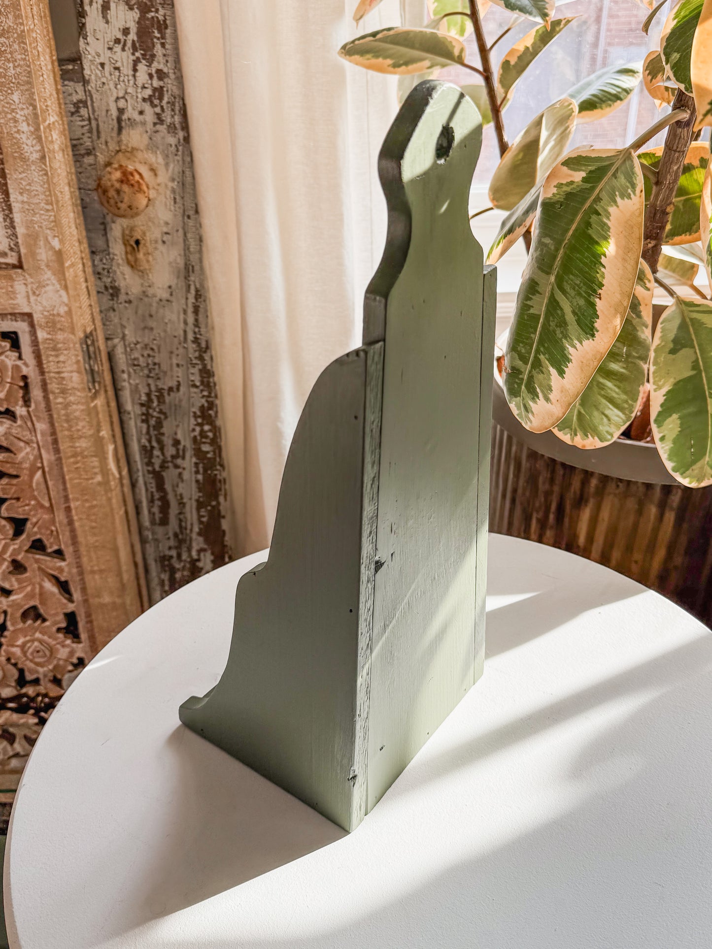 Olive Green Wooden Towel Holder