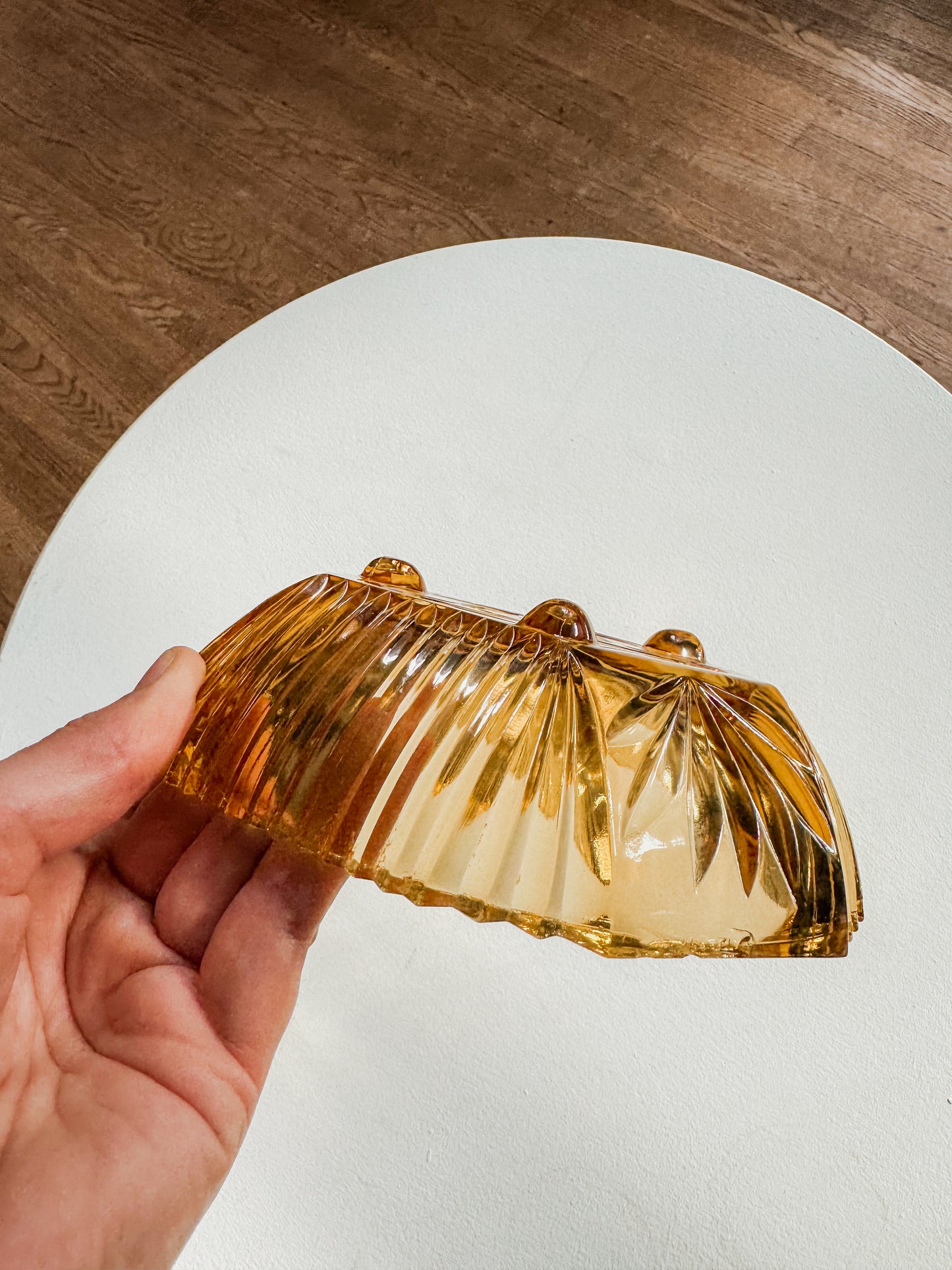 Amber Pressed Glass Bowl