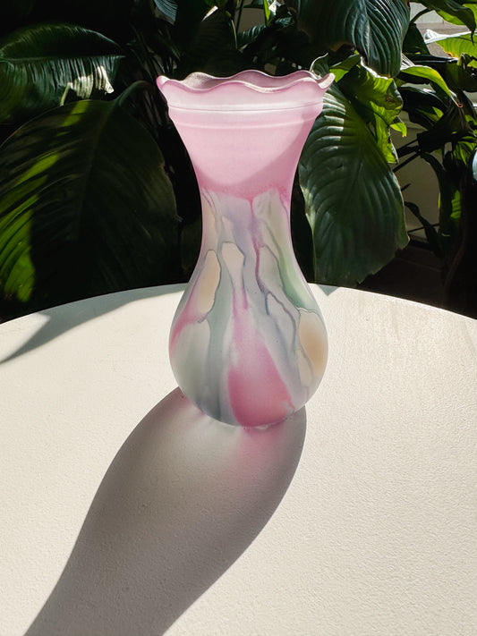 Hand Painted Frosted Glass Vase