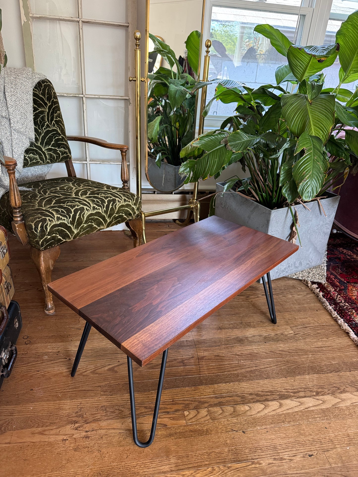 Solid Teak Coffee Table with Hairpin Legs