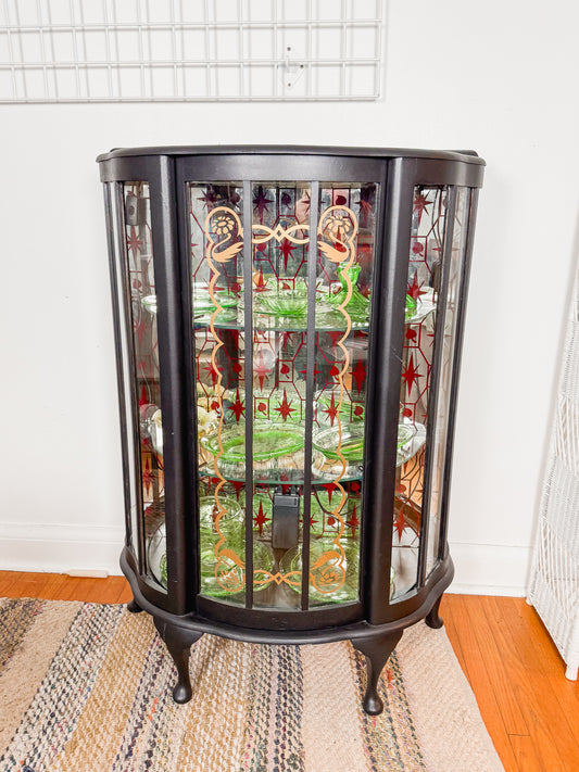 Art Deco Curio Uranium Glass Cabinet