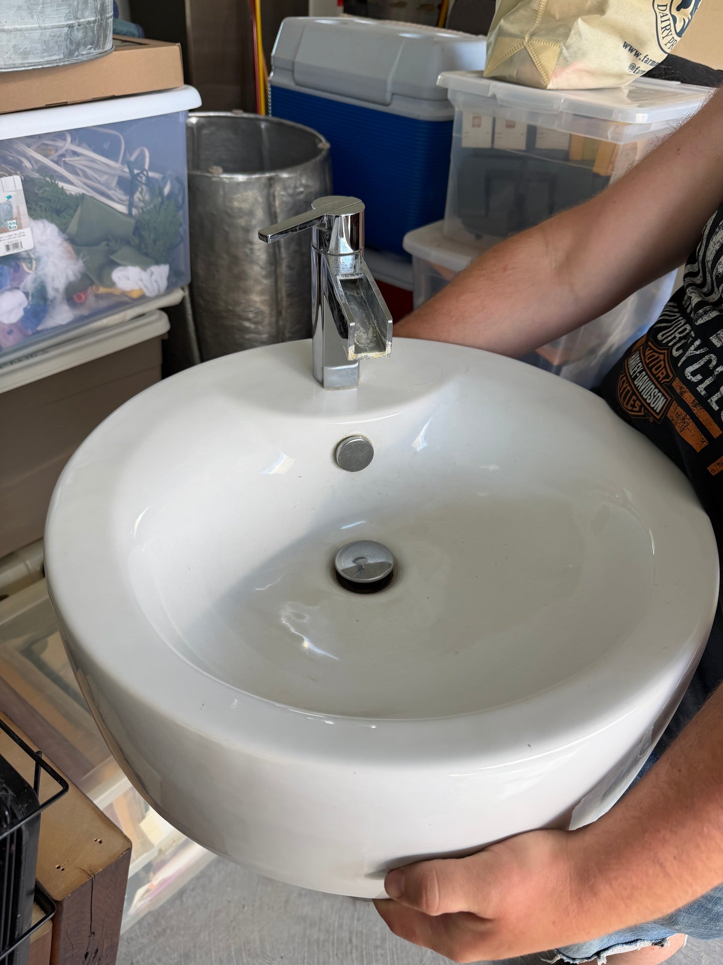 Custom Walnut Floating Vanity with Mirror & Porcelain Vessel Sink