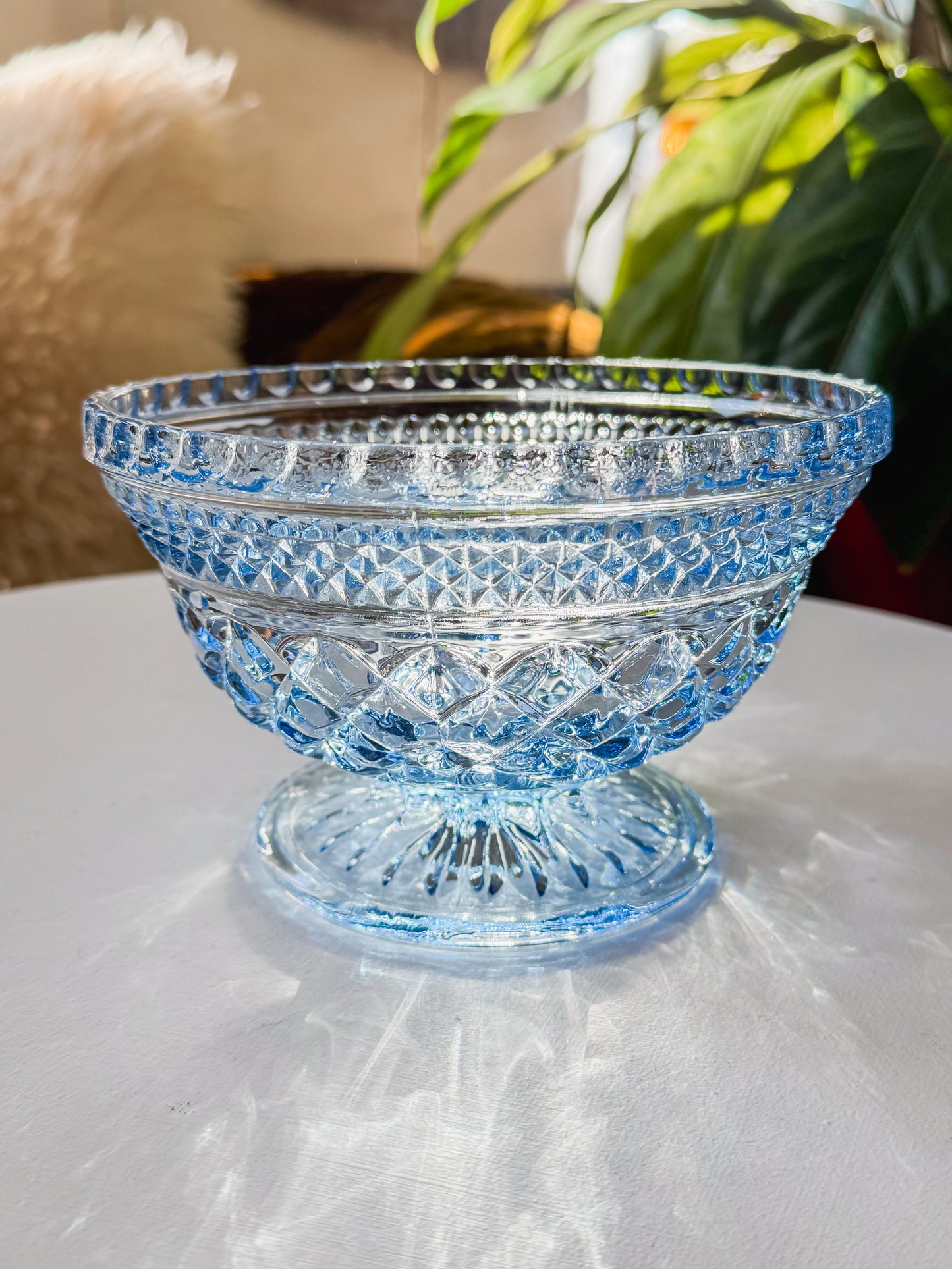 Anchor Hocking Pale Blue Wexford Criss Cross Candy Dish