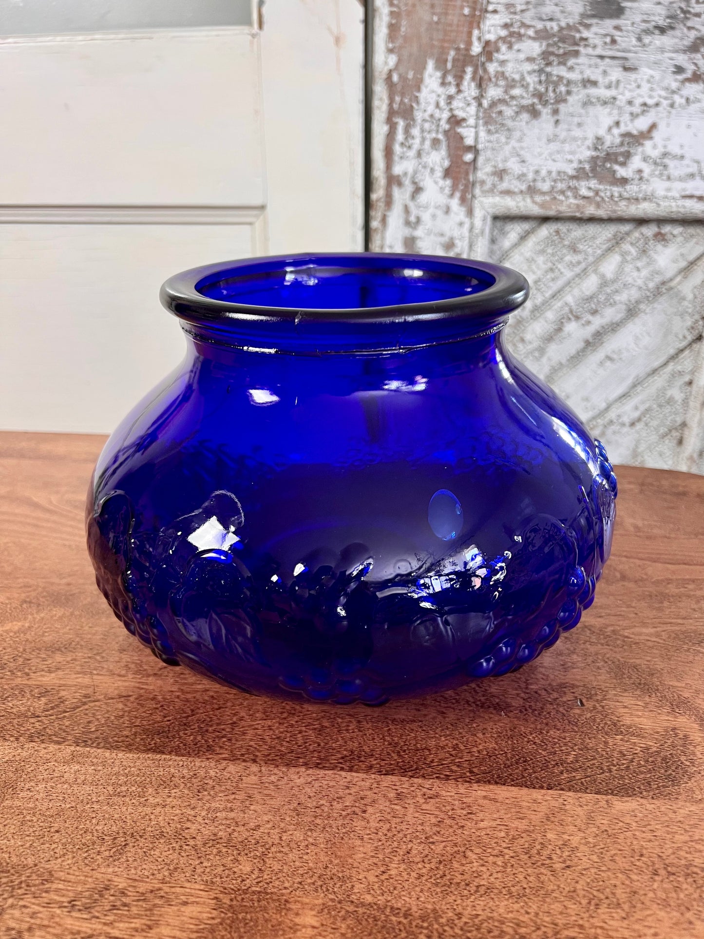 Vintage Cobalt Vase with Fruit