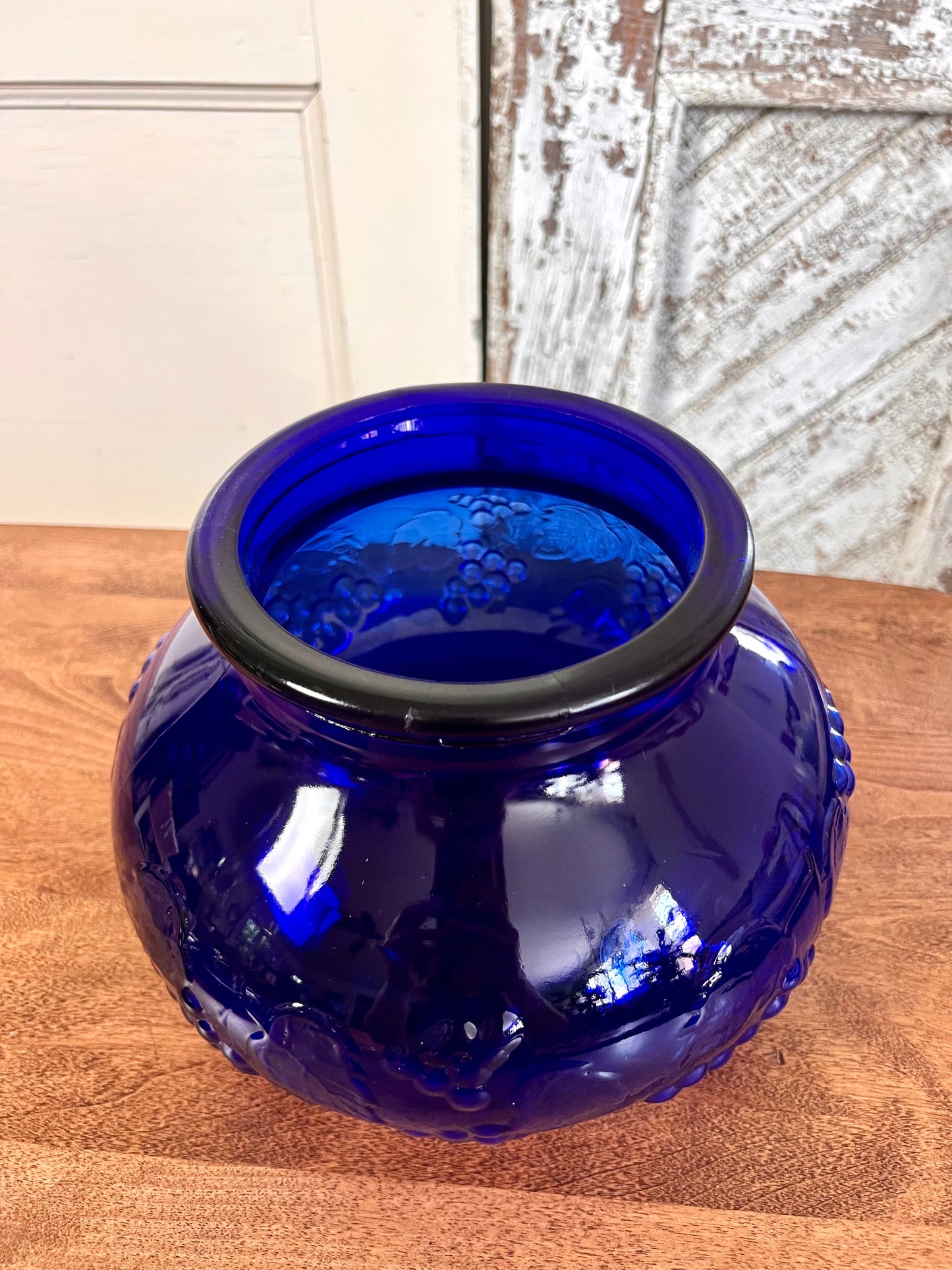 Vintage Cobalt Vase with Fruit