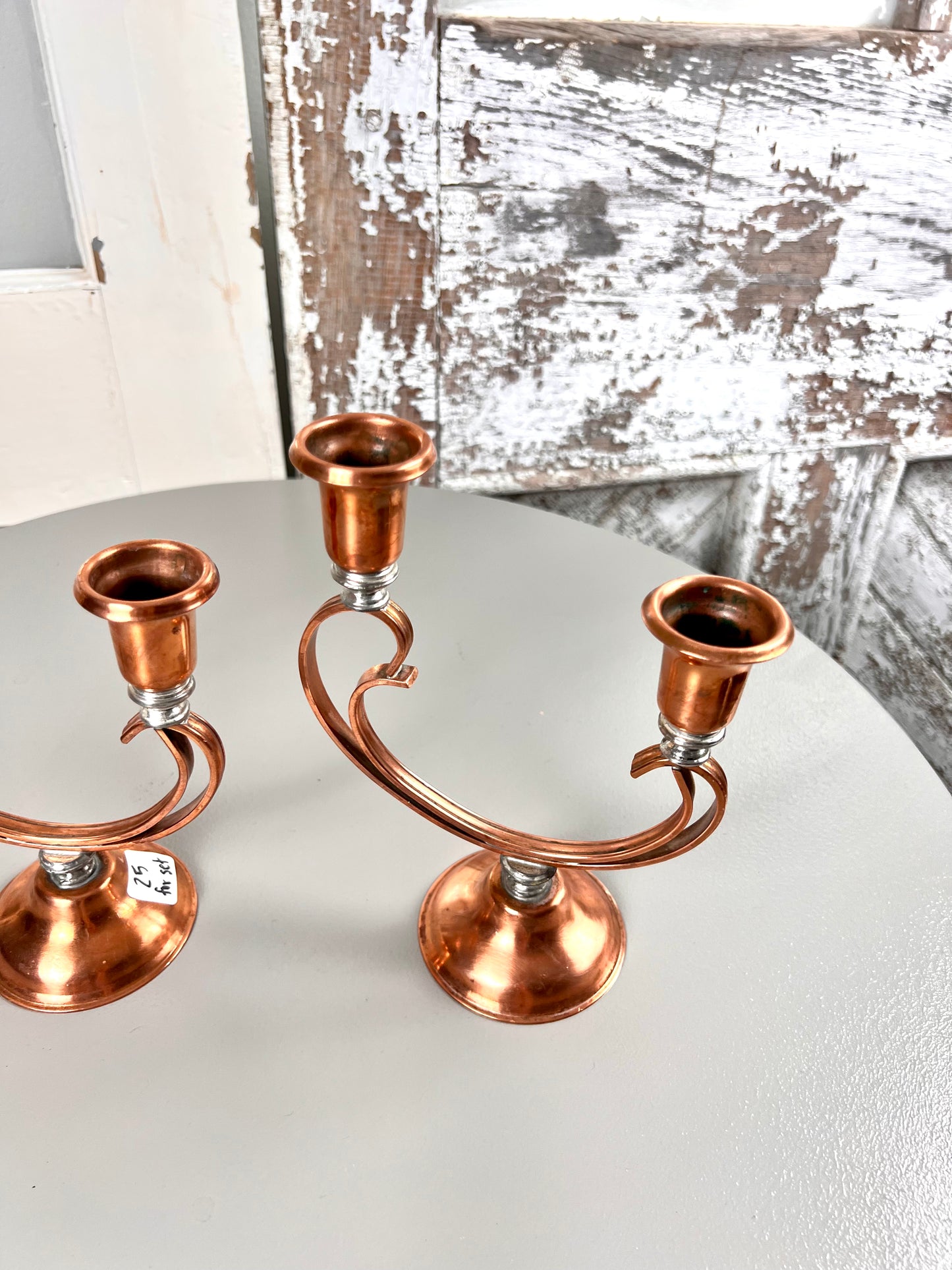Venetian Copper Art Nouveau Candelabras