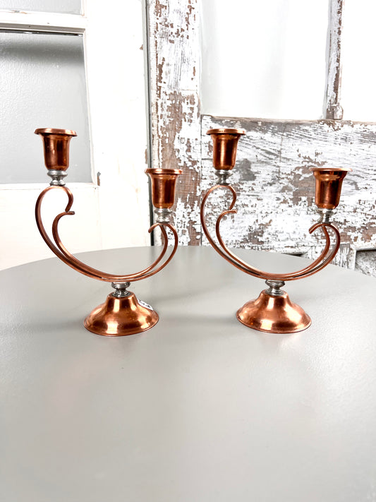 Venetian Copper Art Nouveau Candelabras