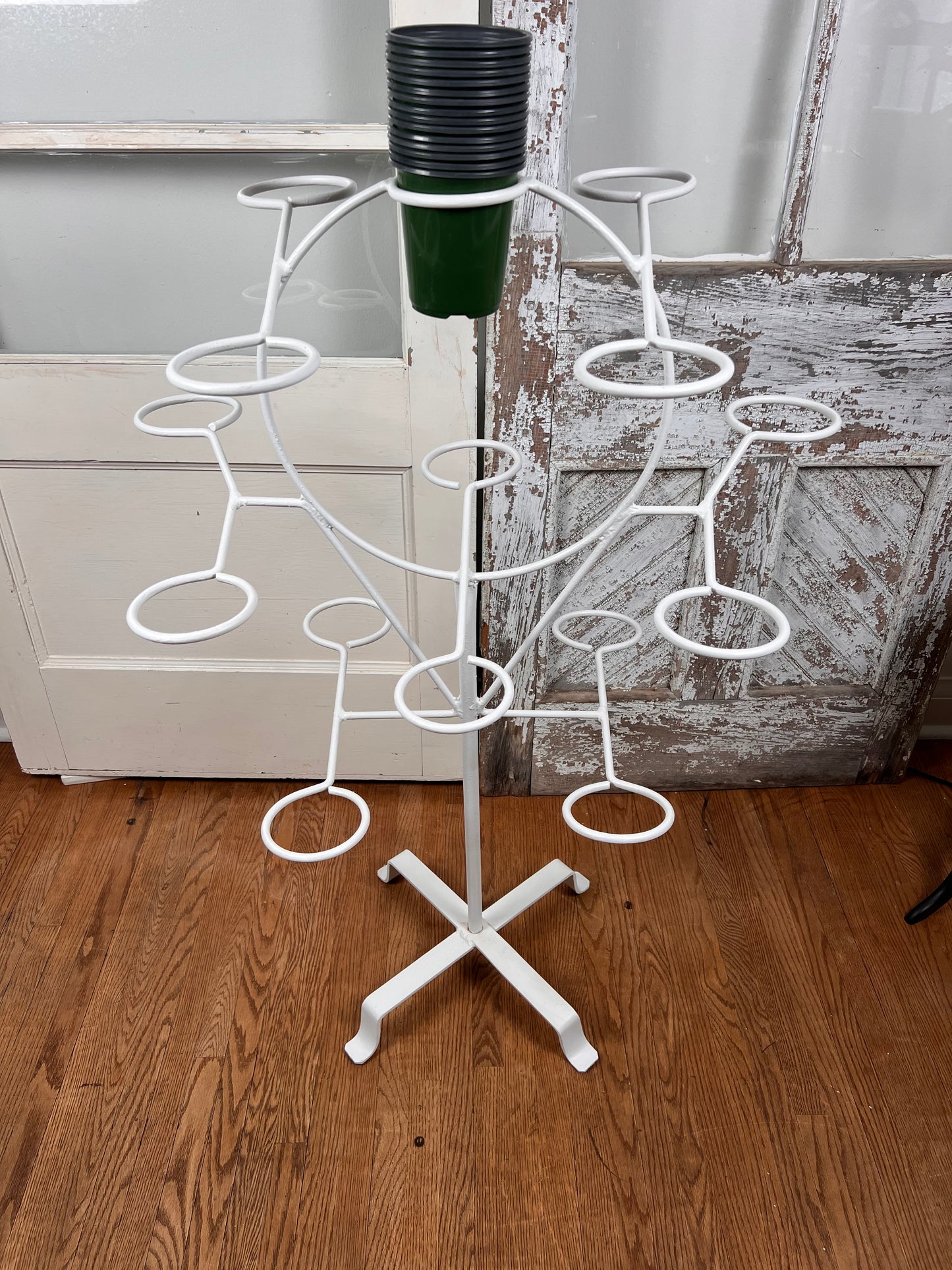 MCM Rotating Wrought Iron Ring Plant Stand