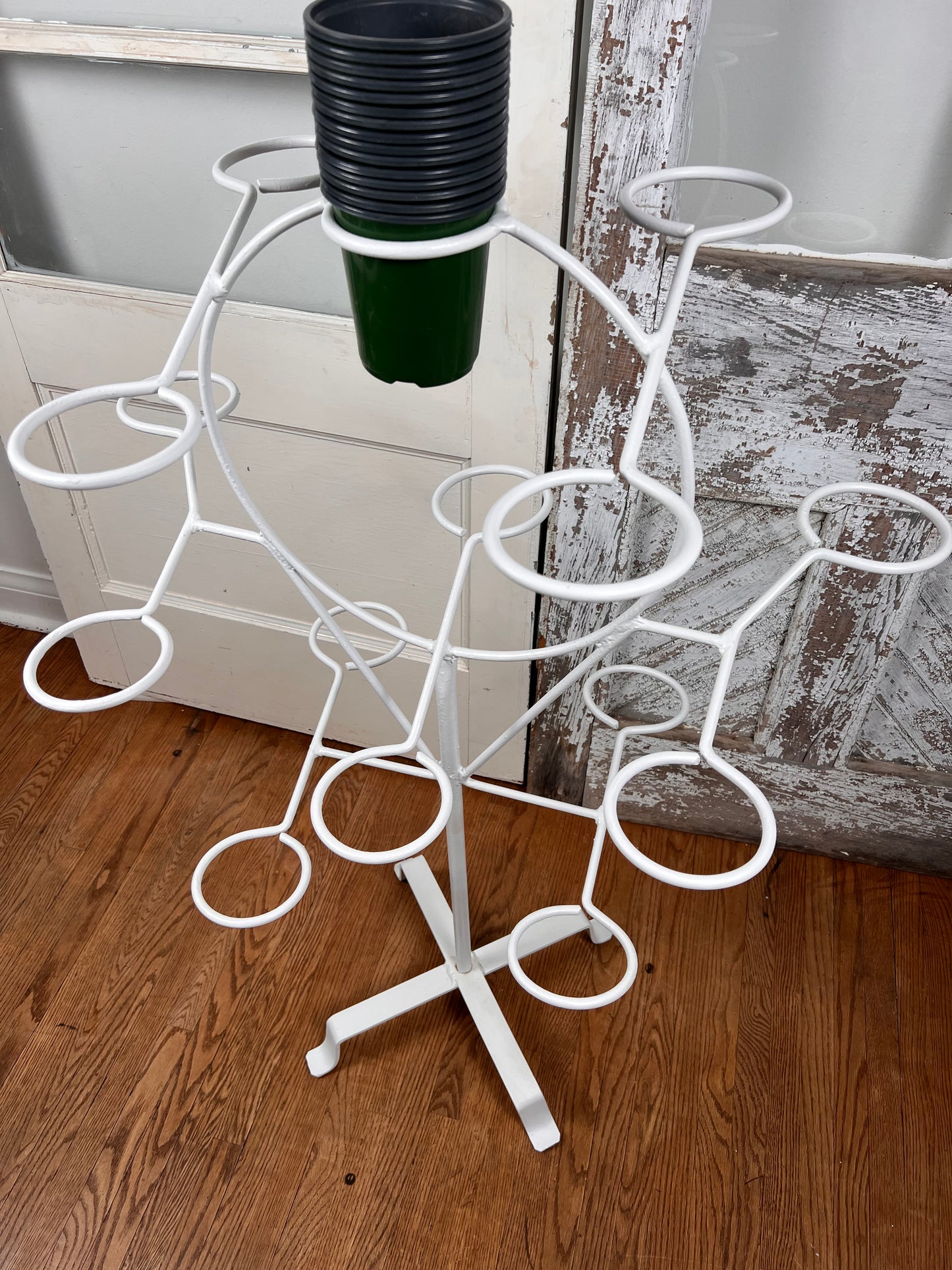 MCM Rotating Wrought Iron Ring Plant Stand